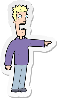 Bir insan tarafından çizilmiş bir karikatürün çıkartması.