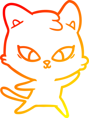 Bir insan tarafından çizilmiş sevimli bir çizgi film kedisinin sıcak çizgi çizgisi.