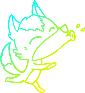 Bir insan tarafından çizilen uluyan kurt çizgi filminin soğuk gradyan çizimi