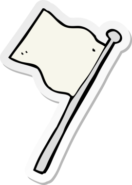 Bir insan tarafından çizilmiş beyaz bayrağın çıkartması.