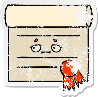 Bir insan tarafından çizilmiş şirin bir karikatür sertifikasının sıkıntılı etiketi