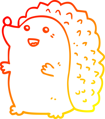 Bir insan tarafından çizilen mutlu kirpinin sıcak çizgi çizimi