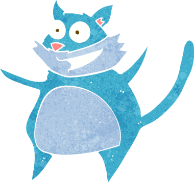 Bir insan tarafından çizilmiş komik çizgi film kedisi.