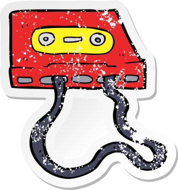 Bir insan tarafından çizilmiş bir kasetin gerilimli retro yapıştırması.