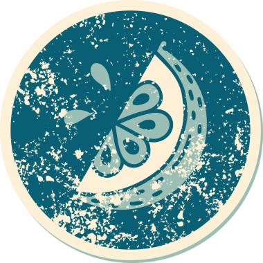 Bir insan tarafından çizilmiş limon diliminin sembolik dövmeli görüntüsü