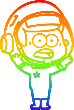 gökkuşağı gradyan çizgi çizimi bir insan tarafından çizilmiş astronot şaşırttı