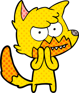 Bir insan tarafından çizilmiş tilki çizgi film karakteri