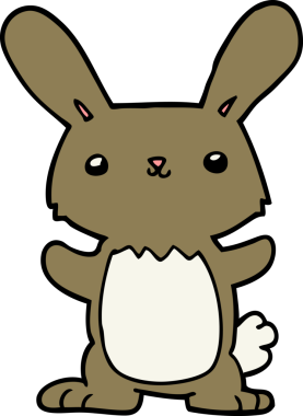 Bir insan tarafından çizilmiş şirin çizgi film tavşanı.