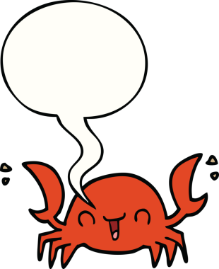 Bir insan tarafından çizilmiş, konuşma balonlu bir yengeç.