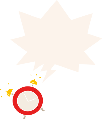 bir insan tarafından çizilmiş eski usul konuşma baloncuklu çalar saat.