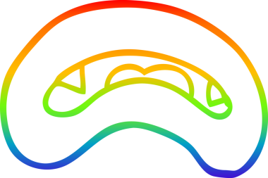 Gökkuşağı gradyan çizgisi bir insan tarafından çizilmiş vampir ağzının çizimi