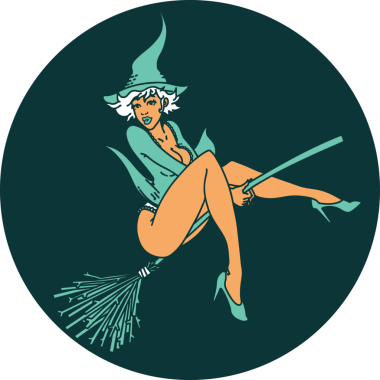 Bir insan tarafından çizilmiş geleneksel poster cadısı dövmesi.