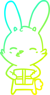 Bir insan tarafından çizilmiş, tuhaf bir tavşan çizgi filminin soğuk eğimli çizimi.