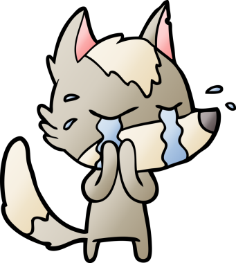 Bir insan tarafından çizilmiş ağlayan kurt çizgi filmi.