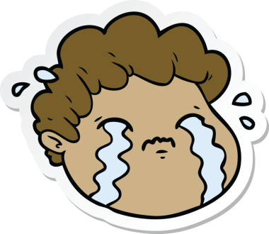 Bir insan tarafından çizilmiş, ağlayan bir çocuğun çıkartması.