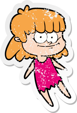 Bir insan tarafından çizilmiş gülümseyen bir karikatür çıkartması.