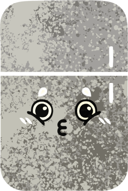 Bir insan tarafından çizilmiş buzdolabının retro çizim tarzı karikatürü.