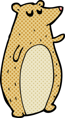 Bir insan tarafından çizilmiş çizgi film ayısı.