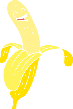 Bir insan tarafından çizilmiş muzun düz renk çizimi