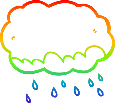 Bir insan tarafından çizilen yağmur bulutunun gökkuşağı gradyanı çizimi