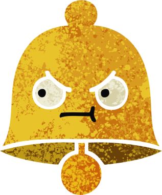 Bir insan tarafından çizilmiş bir çanın retro çizim tarzı karikatürü