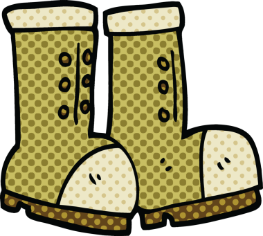 Bir insan tarafından çizilmiş çizgi roman tarzı çalışma çizmeleri.