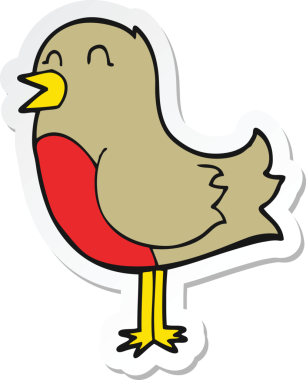 Bir insan tarafından çizilmiş çizgi film kuşunun çıkartması.