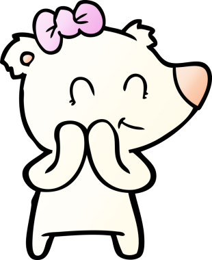 Bir insan tarafından çizilmiş utangaç dişi kutup ayısı çizgi filmi