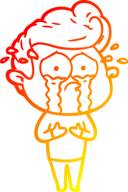 Bir insan tarafından çizilmiş, ağlayan bir çizgi film karakteri.