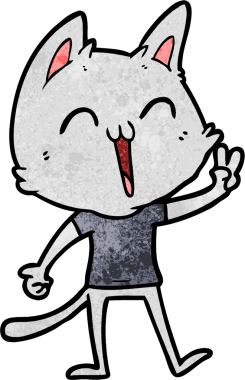 Mutlu çizgi film kedisi miyavlıyor bir insan tarafından