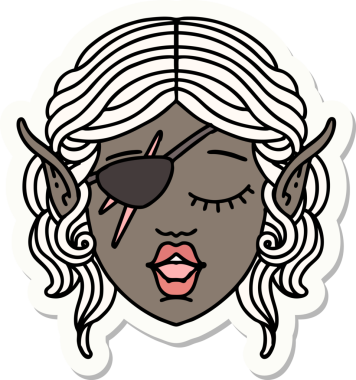 Bir insan tarafından çizilmiş bir elf karakterinin çıkartması.