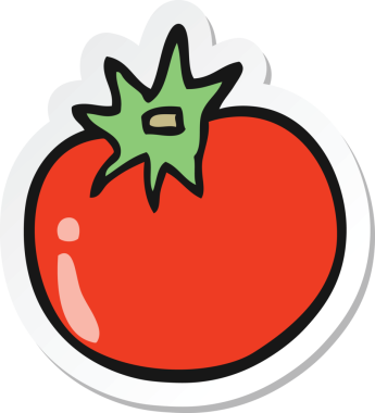 Bir insan tarafından çizilmiş bir domates etiketi.