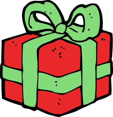 Bir insan tarafından çizilmiş bir karikatür Noel hediyesi.