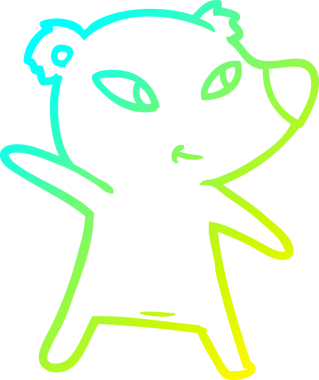 Bir insan tarafından çizilmiş şirin bir çizgi film ayısının soğuk gradyan çizgisi.