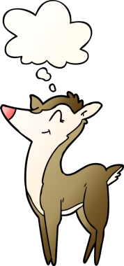 Düşünce baloncuğu olan karikatür geyiği, bir insan tarafından çizilmiş.