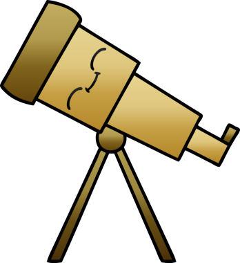 Bir insan tarafından çizilmiş bir teleskobun gölgelenmiş karikatürü
