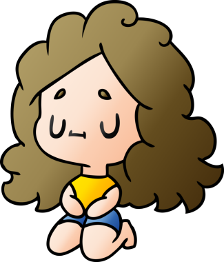 Bir insan tarafından çizilmiş sevimli bir kawai kızının gradyan çizimi.