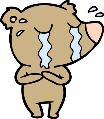 Bir insan tarafından çizilmiş ağlayan ayı karikatürü.