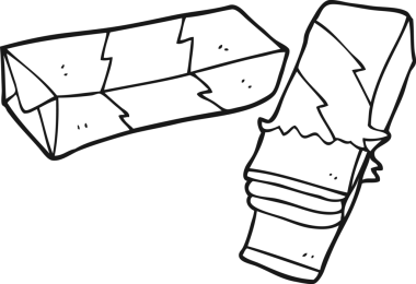 Bir insan tarafından çizilmiş siyah beyaz bir sakız.