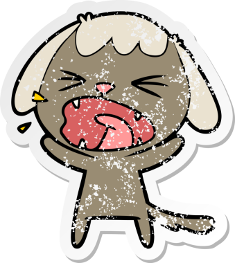 Bir insan tarafından çizilmiş şirin bir köpeğin sıkıntılı çıkartması.