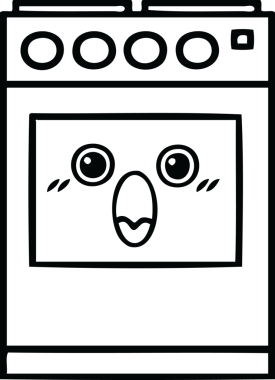 Bir insan tarafından çizilmiş bir mutfak fırınının çizgi çizimi