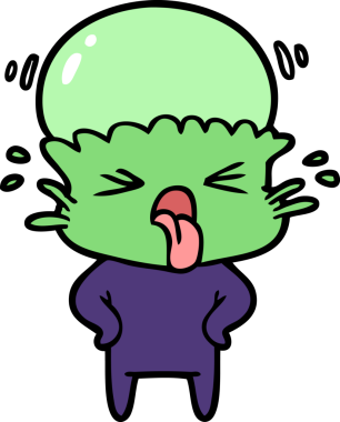 Bir insan tarafından çizilmiş garip bir uzaylı çizgi filmi.