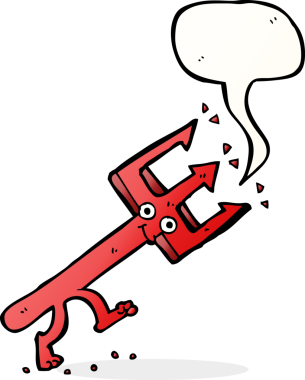 Bir insan tarafından çizilmiş konuşma balonlu şeytan çatalı.