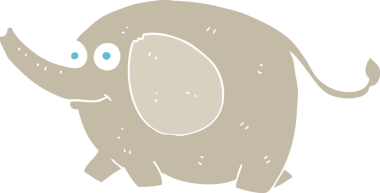 Bir insan tarafından çizilmiş bir filin düz renk çizimi