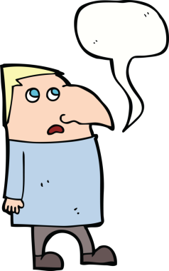 Bir insan tarafından çizilmiş, konuşma balonu olan endişeli bir adam.