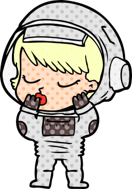 Bir insan tarafından çizilmiş güzel astronot kız.