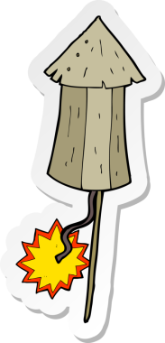 Bir insan tarafından çizilmiş eski ahşap havai fişek çıkartması.