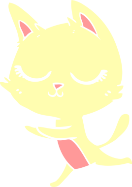 Bir insan tarafından çizilmiş düz renkli çizgi film kedisi