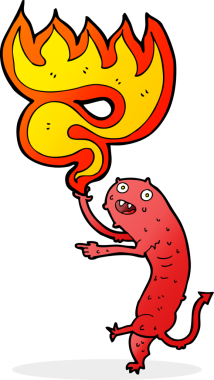 Bir insan tarafından çizilmiş küçük iğrenç bir canavar.