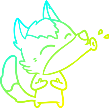 Bir insan tarafından çizilen uluyan kurt çizgi filminin soğuk gradyan çizimi